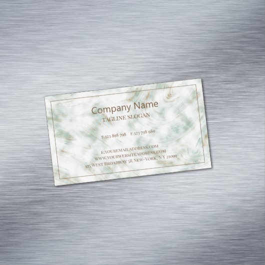 Groen bruin en wit gemarmerd magnetisch visitekaartje (Voorbeeld)