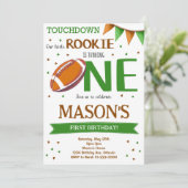 Groen Bruin Football 1e Verjaardagsuitnodiging Kaart (Staand voorkant)