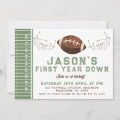 Groen Bruin Fotospel Speel Football 1e Verjaardag Kaart (Voorkant)