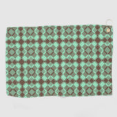 Groen Bruin Geruit Argyle Patroon Golfhanddoek (Horizontaal)