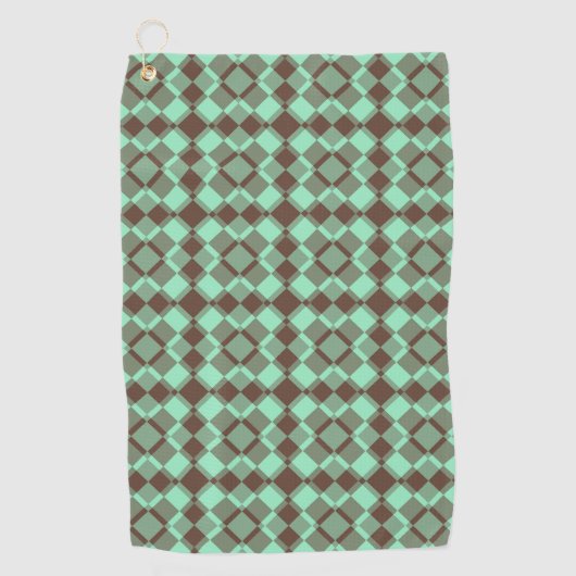 Groen Bruin Geruit Argyle Patroon Golfhanddoek (Voorkant)