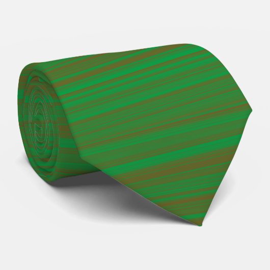 Groen Bruin Gestreept Patroon Stropdas (Opgerold)