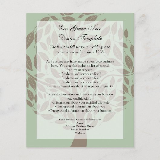 Groen/bruin gestyliseerde eco-boomkringloop brochu flyer (Voorkant)