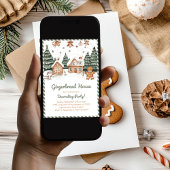 Groen & Bruin Gingerbread House Decorating Party Kaart