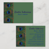 Groen, bruin, gouden pacock Visitekaartje (Voorkant / Achterkant)