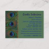 Groen, bruin, gouden pacock Visitekaartje (Achterkant)