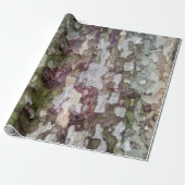 Groen bruin grijs camouflage hout schors camo cadeaupapier (Uitgerold)
