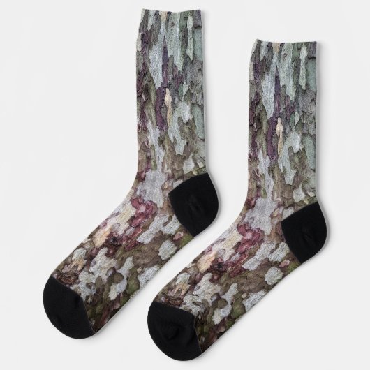 Groen bruin grijs camouflage hout schors camo sokken (Links)
