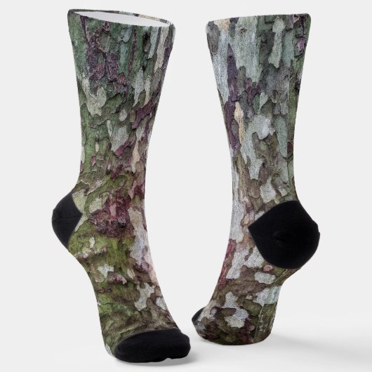 Groen bruin grijs camouflage hout schors camo sokken (Gebogen)