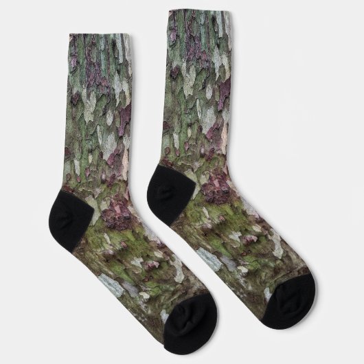 Groen bruin grijs camouflage hout schors camo sokken (Rechts)