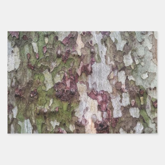 Groen bruin grijs camouflage houten schors inpakpapier vel (Voorkant 3)