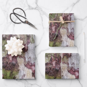 Groen bruin grijs camouflage houten schors inpakpapier vel