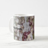 Groen bruin grijs camouflage houten schors Monogra Koffiemok (Voorkant links)