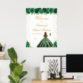 Groen Bruin Haar Meisje Lief Zestien Welkom Poster (Thuiskantoor)