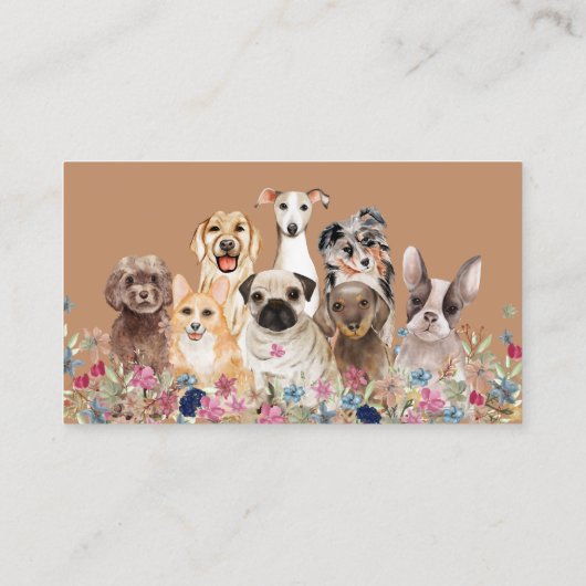 Groen Bruin Hond Wandelen Service Boutique Huisdie Visitekaartje (Achterkant)