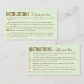 Groen bruin instructies voor na spray tan visitekaartje (Voorkant / Achterkant)