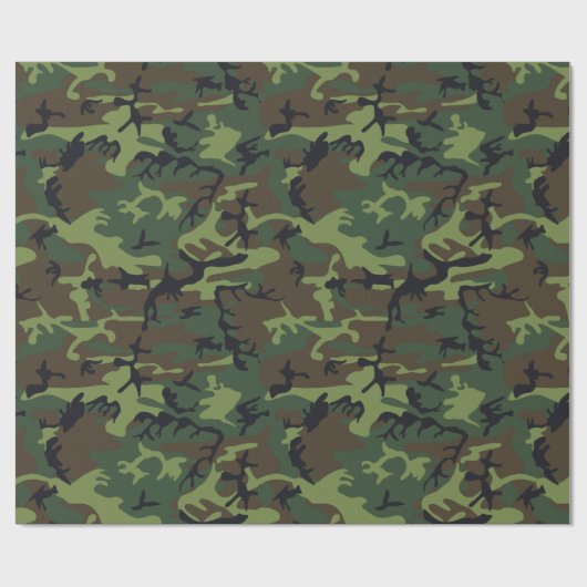 Groen bruin jachtkamp cadeaupapier (Vlak)