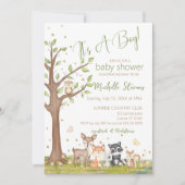 Groen Bruin Jongen Waterverf Bosdieren Kaart (Voorkant)