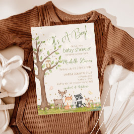 Groen Bruin Jongen Waterverf Bosdieren Kaart