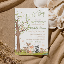 Groen Bruin Jongen Waterverf Bosdieren Kaart