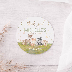 Groen Bruin Jongen Waterverf Bosdieren Ronde Sticker