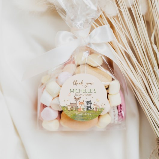 Groen Bruin Jongen Waterverf Bosdieren Ronde Sticker