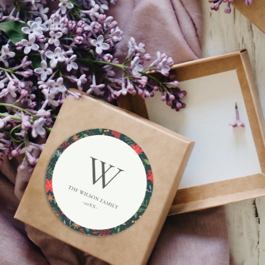 Groen bruin kerstboomschildertje ronde sticker