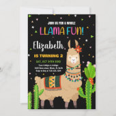 Groen Bruin Llama Fun Llama Verjaardag Uitnodiging (Voorkant)
