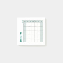 Groen & Bruin Minimalistische Maandplanner 2025 Post-it® Notes