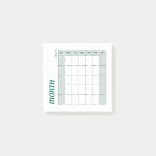 Groen & Bruin Minimalistische Maandplanner 2025 Post-it® Notes