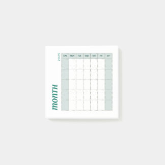 Groen & Bruin Minimalistische Maandplanner 2025 Post-it® Notes