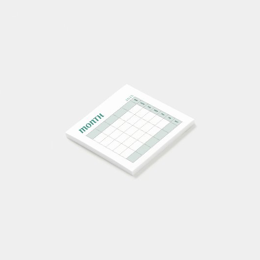 Groen & Bruin Minimalistische Maandplanner 2025 Post-it® Notes (Schuin)