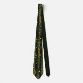 Groen, bruin, mosterd etnisch afdrukken gestreept stropdas (Voorkant)