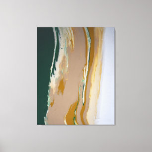 Groen Bruin Neutraal Vloeistof Kunst Abstract Mode Canvas Afdruk