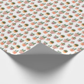 Groen Bruin Potted Cactus Patroon Cadeaupapier (Hoek)