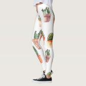 Groen Bruin Potted Cactus Patroon Leggings (Links)