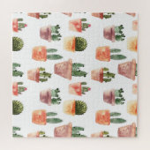 Groen Bruin Potted Cactus Patroon Legpuzzel (Horizontaal)