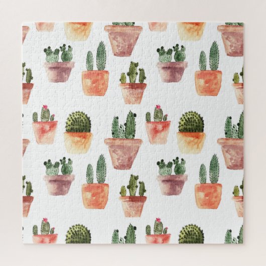 Groen Bruin Potted Cactus Patroon Legpuzzel (Verticaal)