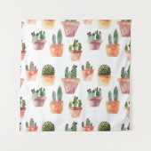 Groen Bruin Potted Cactus Patroon Wandkleed (Voorkant)