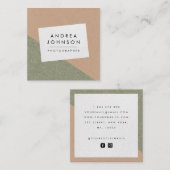 Groen bruin roestzuchtig kraft geometric Modern Vierkante Visitekaartje (Voorkant / Achterkant)