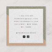 Groen bruin roestzuchtig kraft geometric Modern Vierkante Visitekaartje (Achterkant)