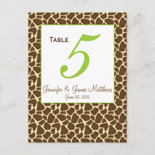 Groen Bruin Safari Trouwtafel Nummer Kaart