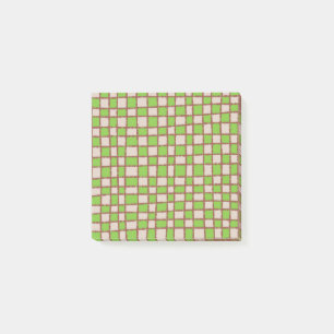 Groen Bruin Schaakbord Aardse Geruit Patroon Post-it® Notes
