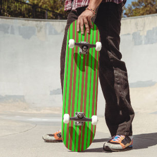 Groen Bruin Stijlvolle Strepen Patroon Ontwerp Persoonlijk Skateboard