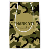Groen, Bruin, Tan & Zwarte Camouflage Dank u Medium Cadeauzakje (Voorkant)