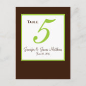 Groen Bruin Trouwtafel Nummer Kaart (Voorkant)