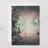 Groen & Bruin Vintage Rozen Bruiloft Kaart (Achterkant)
