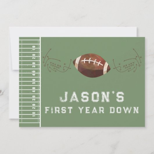 Groen Bruin Voetbalspel Speel 1e Verjaardag Kaart (Achterkant)