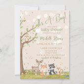 Groen Bruin Waterverf Woodland Animals Kaart (Voorkant)