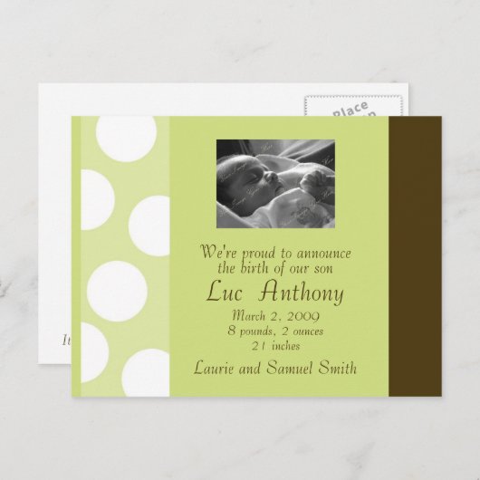 Groen Bruin Witte Stippen Briefkaart () (Voorkant / Achterkant)